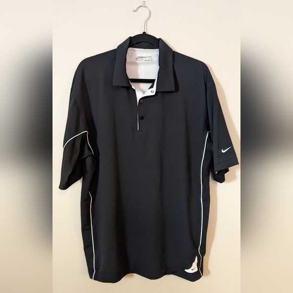 Nike Other - Nike Golf Fit Dry Polo Men's L Black Snap Buttons Short Sleeve